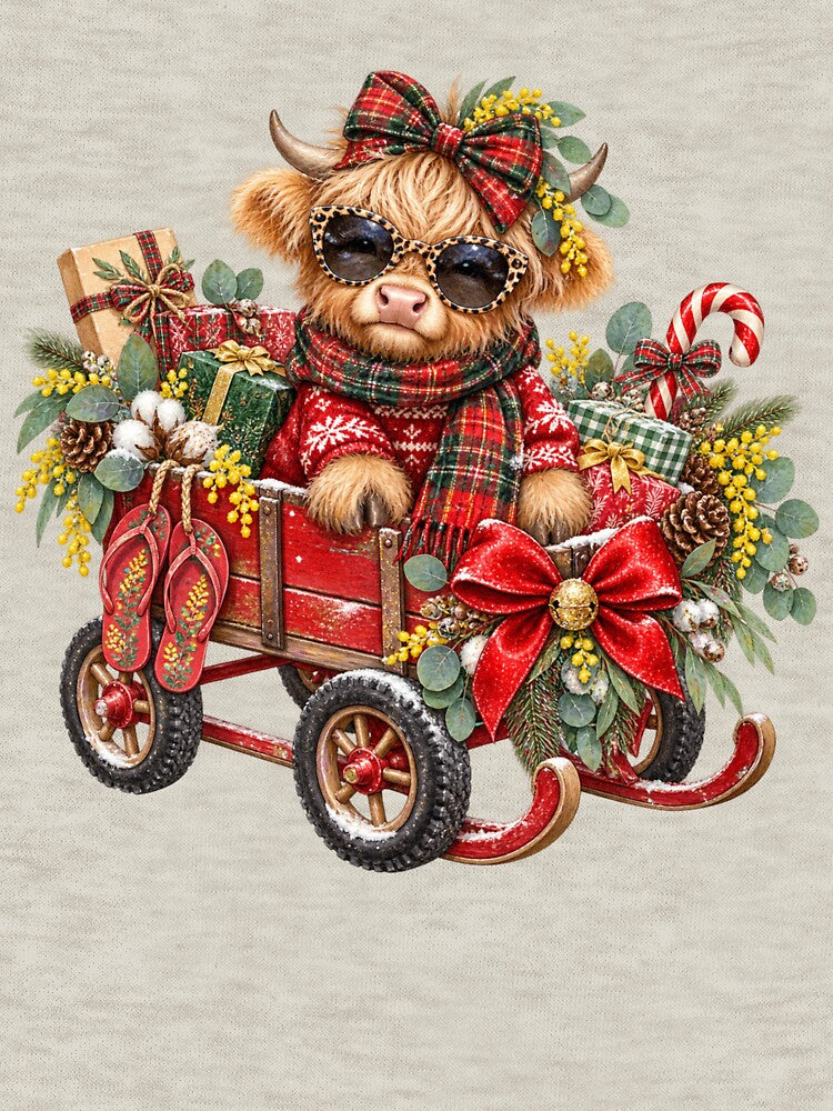 Highland Cow Christmas Cute Highland Cow Wagon Wattle Christmas by Yellowriversss