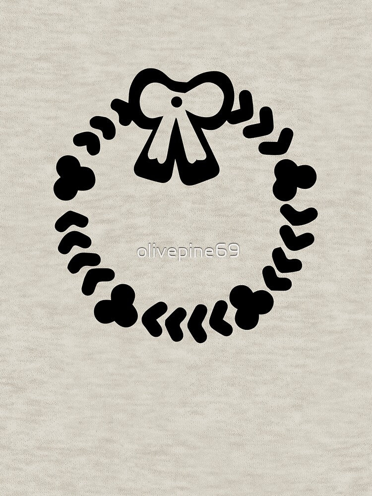 New Year, Christmas decor icon. Christmas wreath with bow illustration. Door welcome decoration. by olivepine69