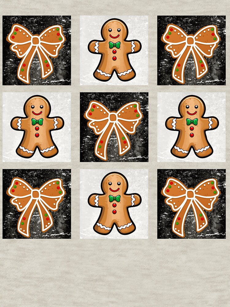 black Checkered Gingerbread Distressed Christmas Cute Checkered Xmas by BornBorn