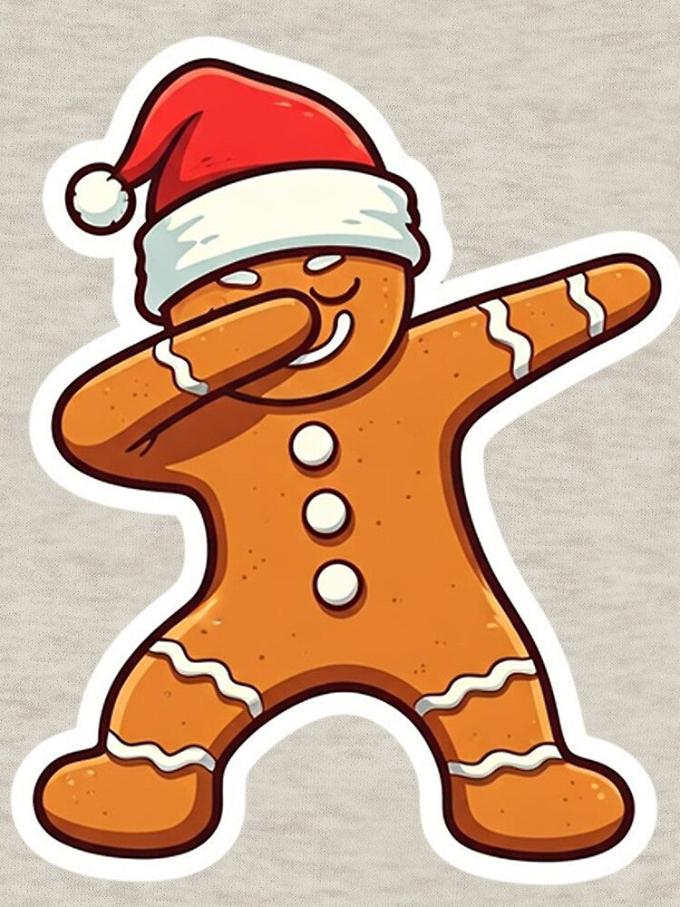 Dabbing Gingerbread Man with Santa Hat – Funny Christmas Illustration in Cool Cartoon Vector Style by PixelVibe782