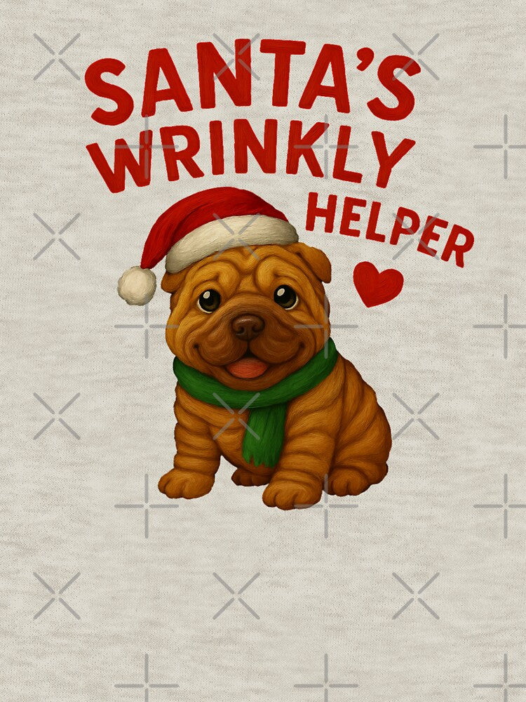 Santa’s Wrinkly Helper – Cute Christmas Dog Art by Liv Solara