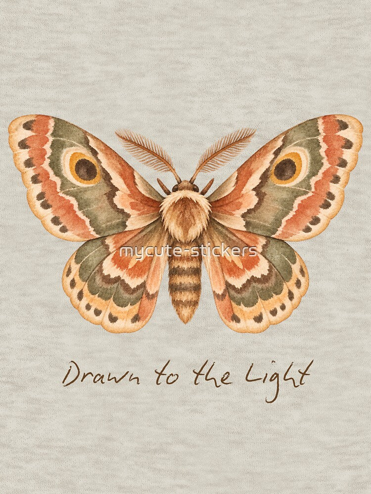Drawn to the Light Moth Watercolor by mycute-stickers