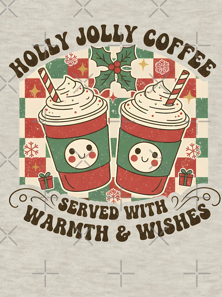 Holly Jolly Coffee Shirt – Cute Retro Christmas Coffee Lover Gift – Festive Holiday Café Design, Cozy Winter Aesthetic Tee by justyna-s28