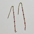 Red Portia Threader Earrings