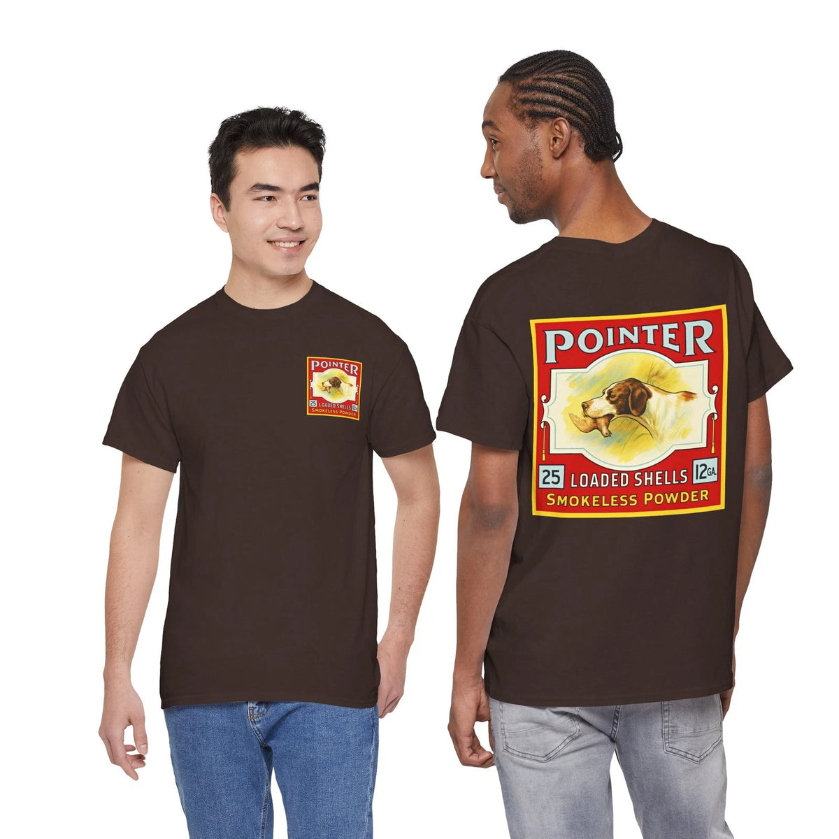 Pointer Loaded Shells Smokeless Powder Vintage Dog Quail Hunting Box Art T-Shirt