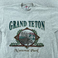 Vtg Wild West Grand Teton National Park T-Shirt FITS M Gray Wyoming Moose Nature