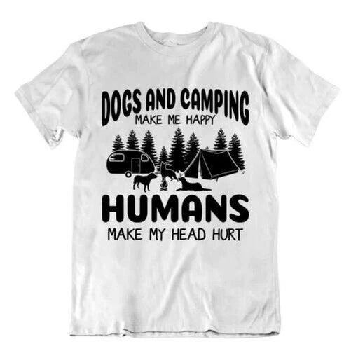 Camping Outdoor Trip T-Shirt Vintage Cute Gift Funny Fresh Humans Dogs