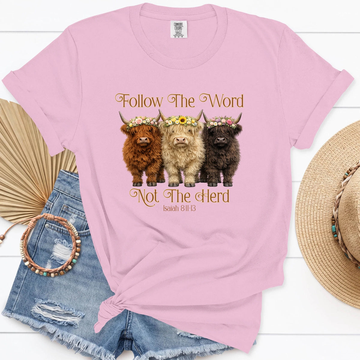 Follow the Word Not the Herd Shirt, Christian Highland Cow Tee, Isaiah 8:11-13