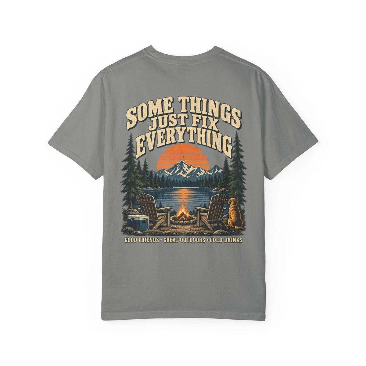 Some Things Just Fix Everything T-shirt | Camping Lake Sunset Graphic