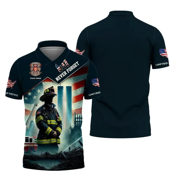 Custom Name Firefighter Shirt, Firefighter Memorial Polo Shirt L615
