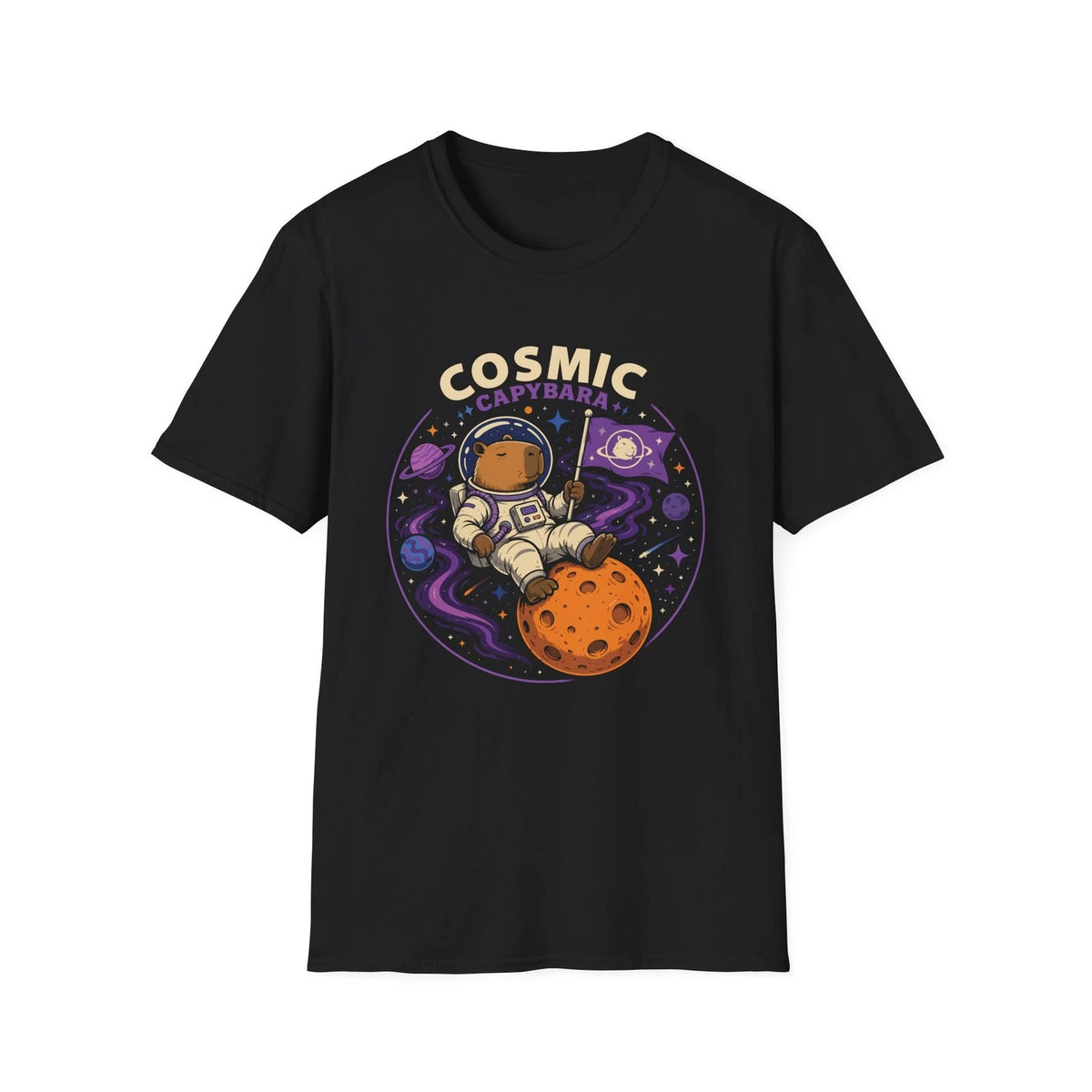 Cosmic Capybara Unisex T-Shirt | Astronaut Capybara Space Illustration
