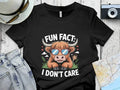 Fun Fact: I Don't Care – Funny Highland Cow T-Shirt