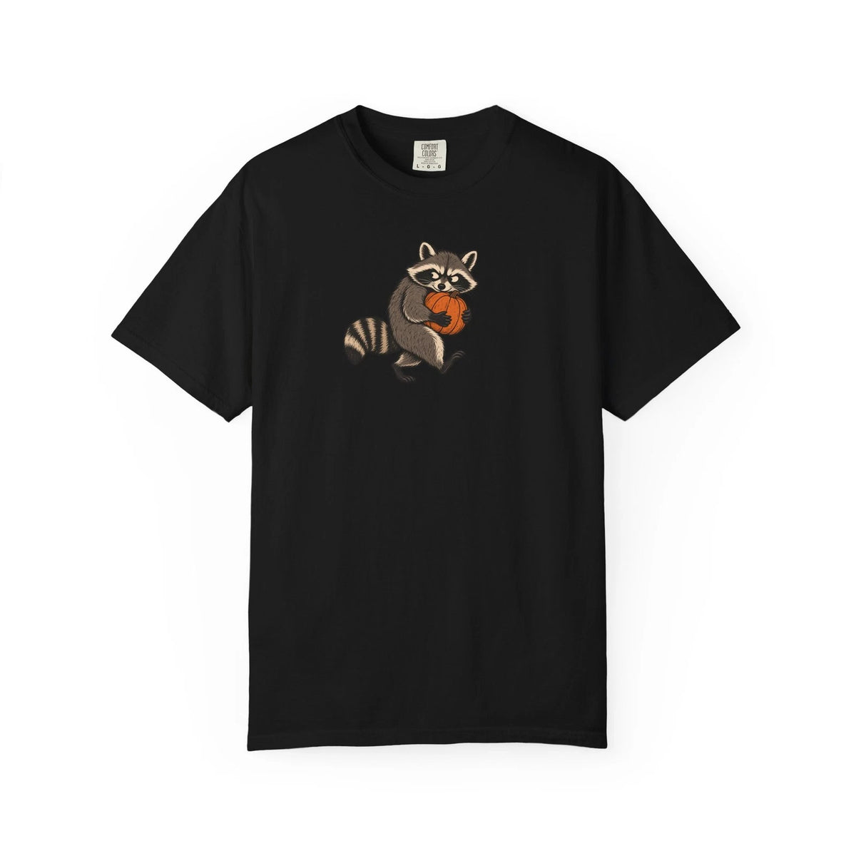 Raccoon Holding Pumpkin T-Shirt | Cute Fall Halloween Tee