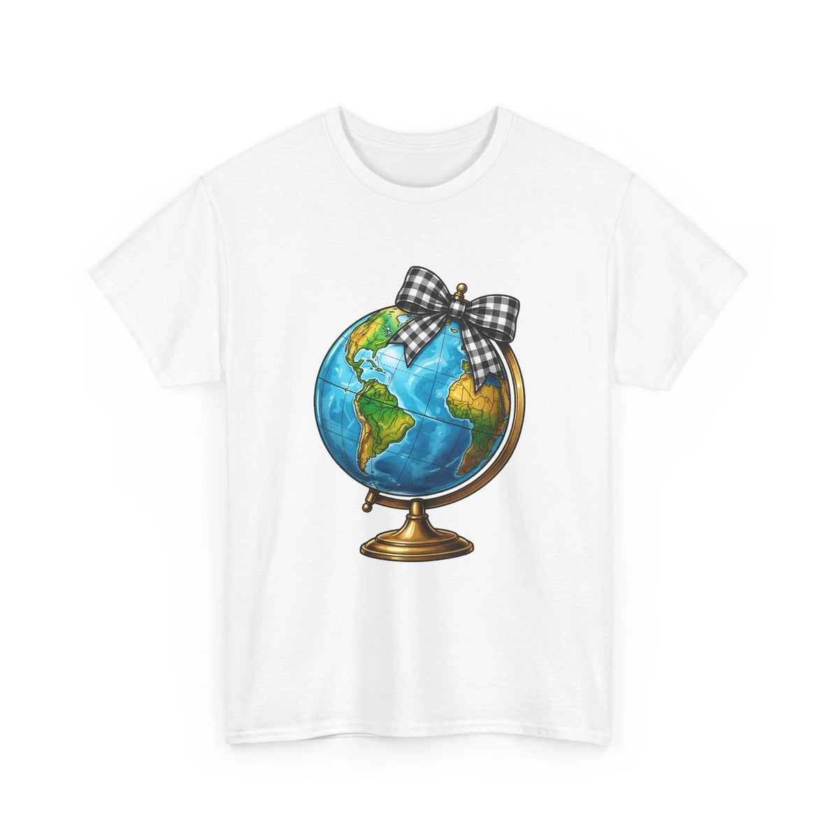 Map Bow Shirt Teachers Expedition Gift Women Bold Tee Bow T-Shirt Educator