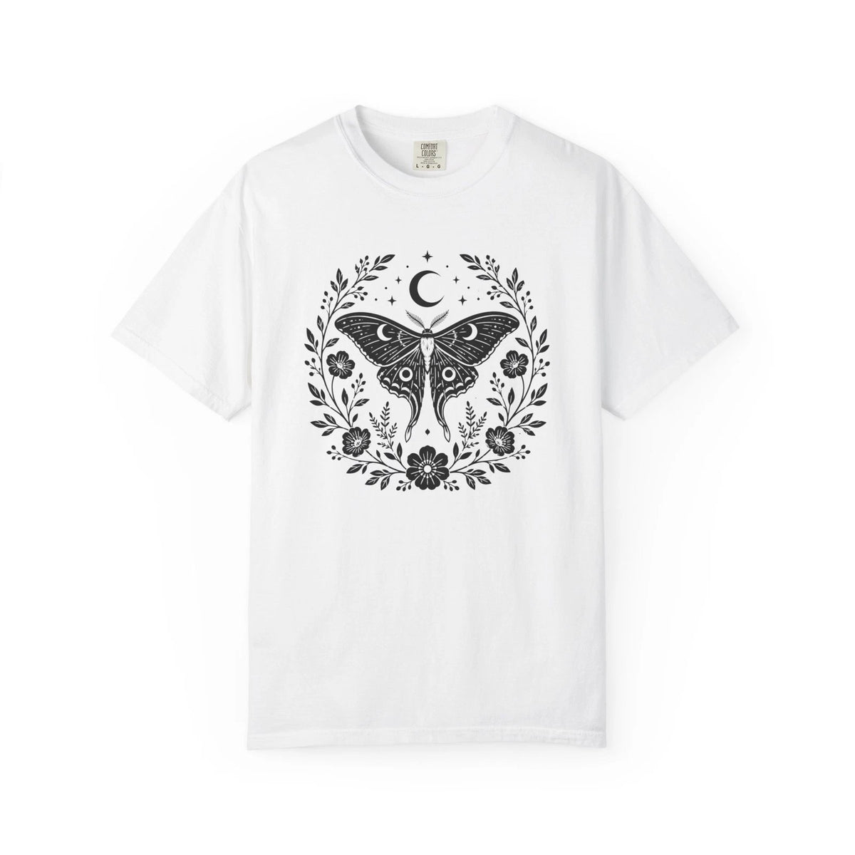 Moth Moon Floral T-shirt | Celestial Moth Illustration