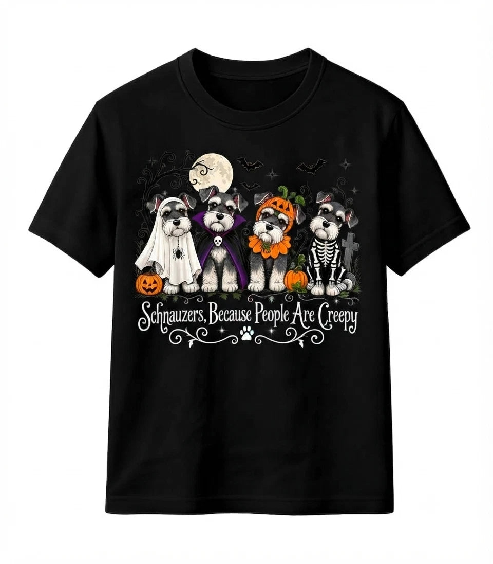 Funny Schnauzer Halloween T-Shirt Dog Lover Spooky Costume Graphic Tee