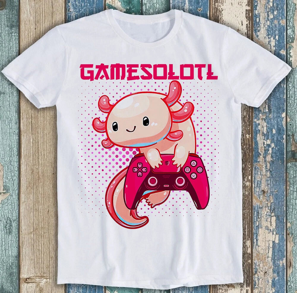 Gamer Axolotl Lover Cute Axolotls Online Gaming Funny Gift Tee T Shirt M1559