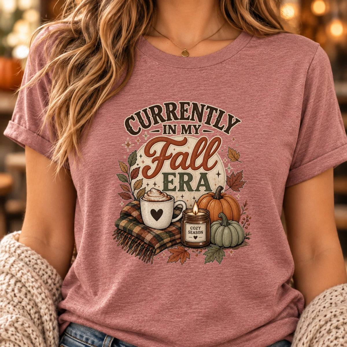 Currently in My Fall Era T-Shirt: Cozy Autumn Pumpkin & Coffee Graphic