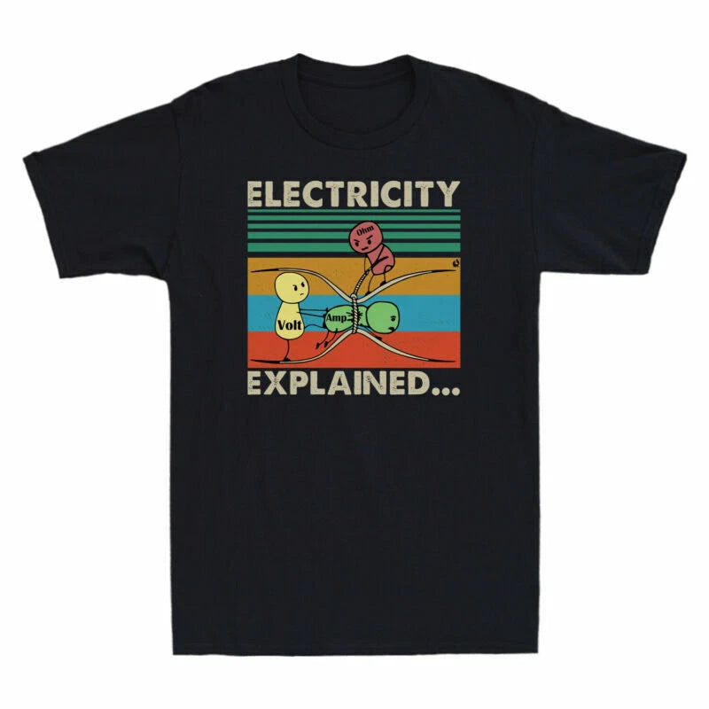 Vintage Ohm T-Shirt Electricity Nerd Explained Volt Men's Funny Electrician Ampe