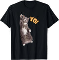 Funny Standing Cat Waving Paw Saying Yo! for Kitty Lovers T-Shirt