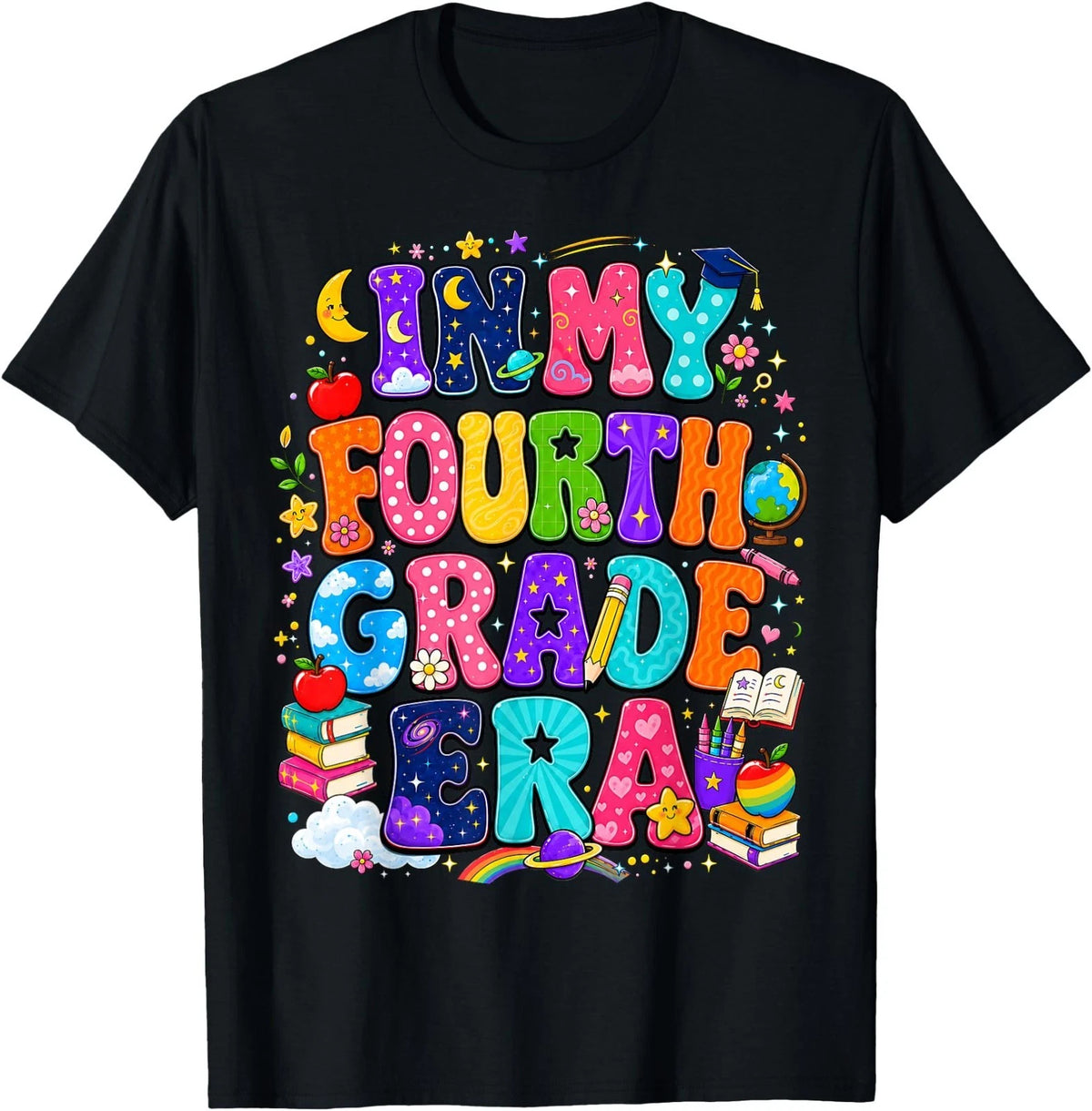 Girls in My Fourth Grade Era Back to School Colorful Stars T-Shirt