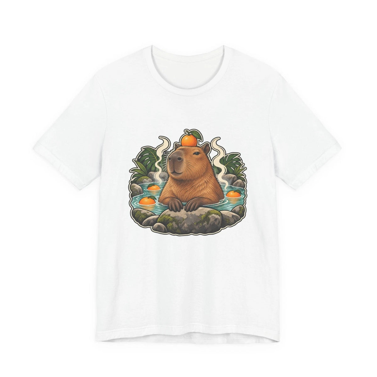 Capybara Hot Spring Tee | Relaxing Nature Illustration