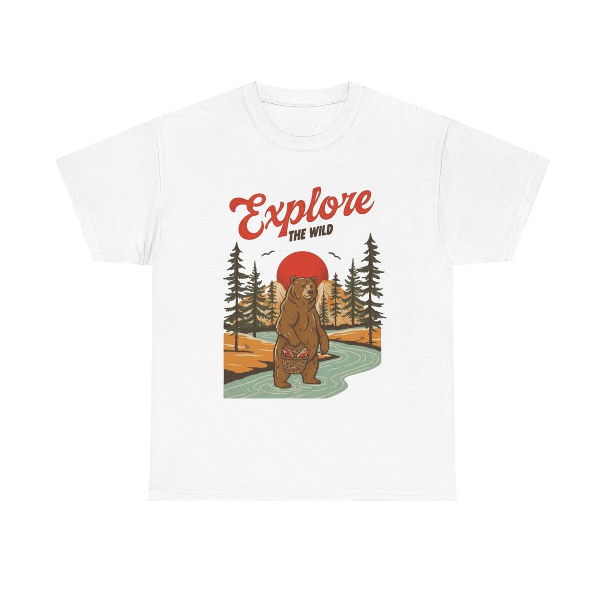 Explore The Wild Outdoors Graphic T Shirt Men's Camping Heavy Cotton Tee