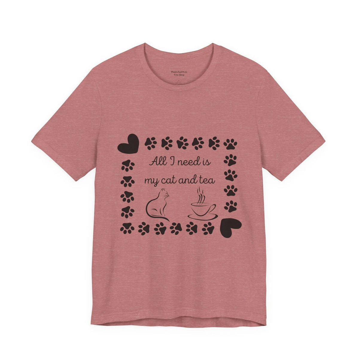 All I Need Is My Cat and Tea Colorful Paw Print Tee Cute Cat Lover Shirt Tshirt