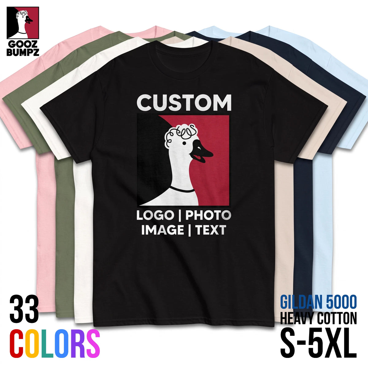 Custom Unisex T-Shirt w/ Personalized Image, Logo & Text, Cotton Tee DTG Print