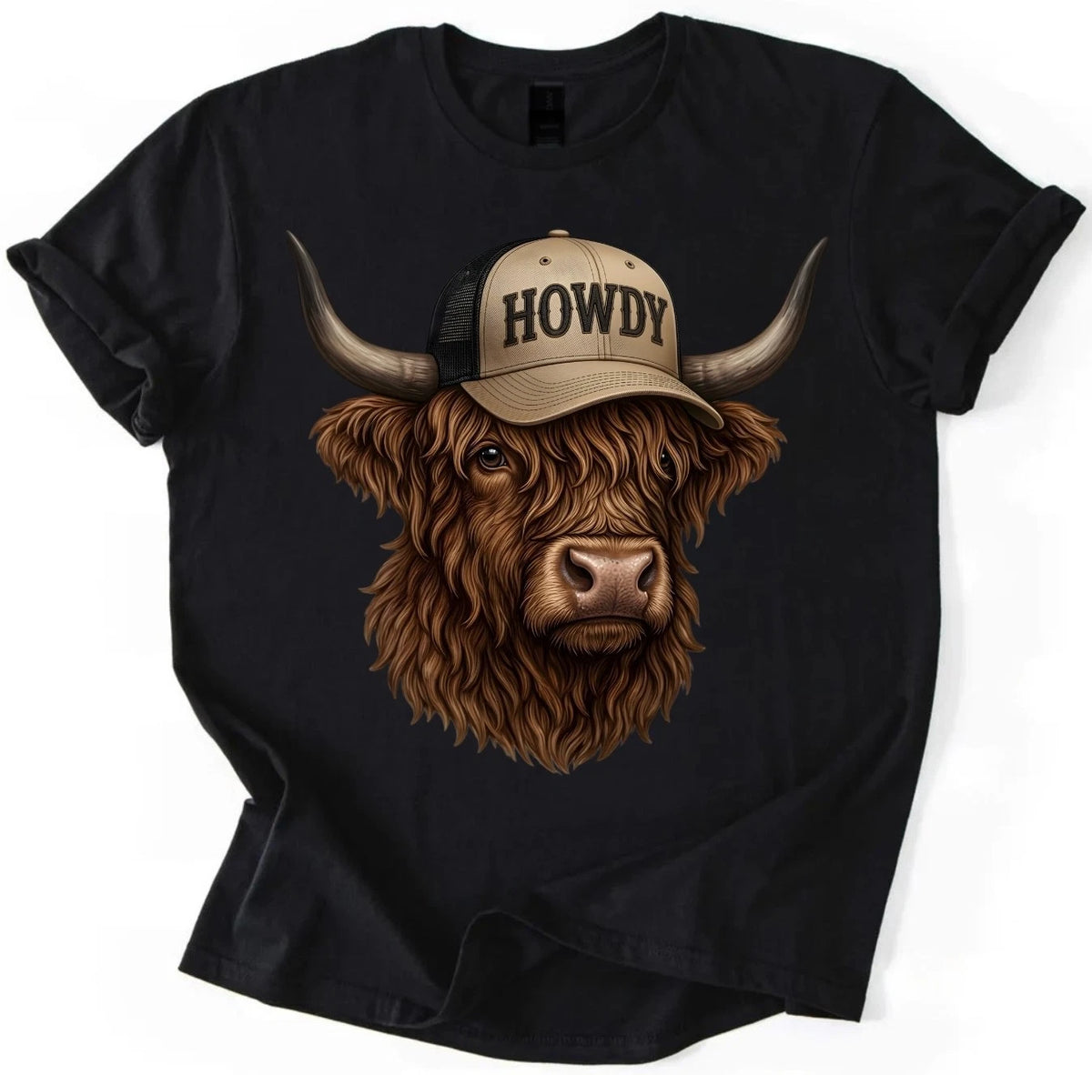 Howdy Highland Cow Trucker Hat Western Farm Cute Animal Unisex T-Shirt