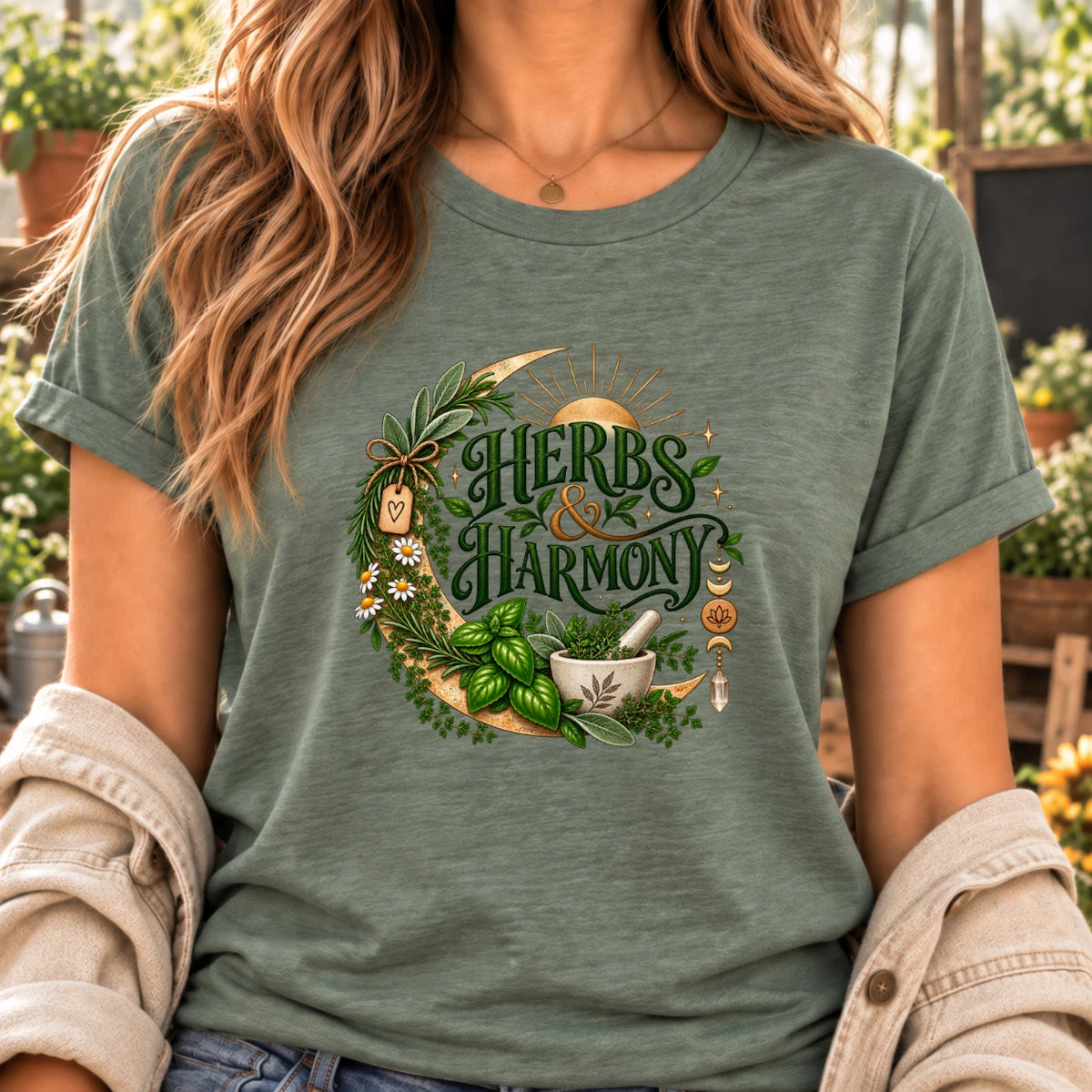 Herbs & Harmony T-Shirt: Botanical Herb Garden Design