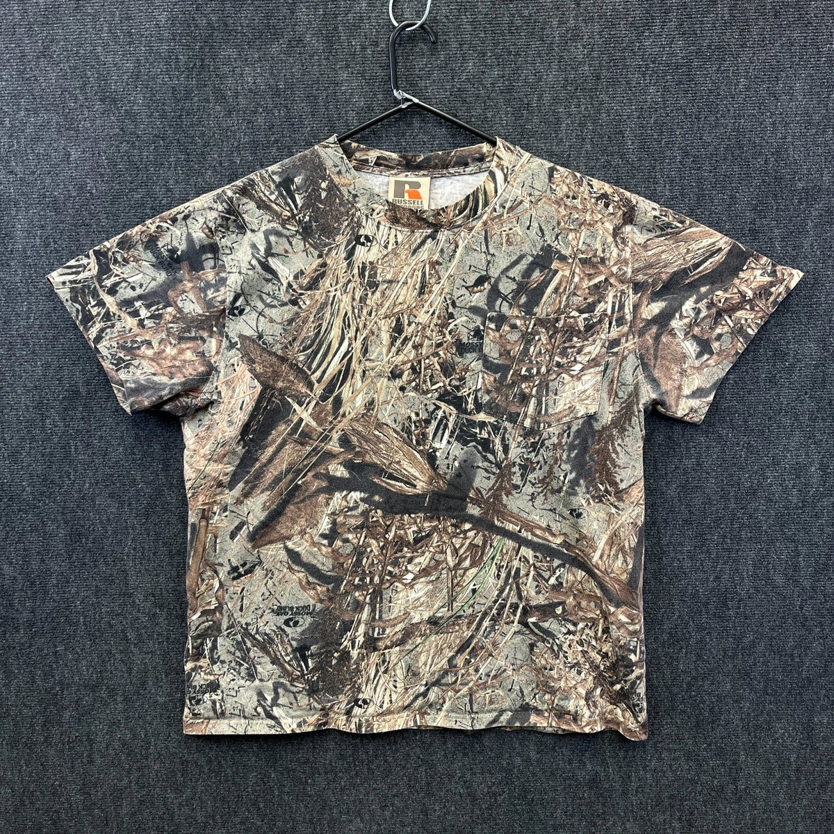 Russell Outdoors Explorer Mens Mossy Oak Camo Pocket T-Shirt Brown Hunting XL
