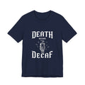 Death Before Decaf Funny Coffee Shirt Halloween Skeleton Caffeine Tee