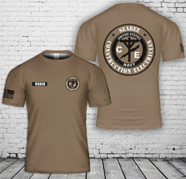 Custom Name US Navy Construction Electrician CE Rating 3D T-Shirt