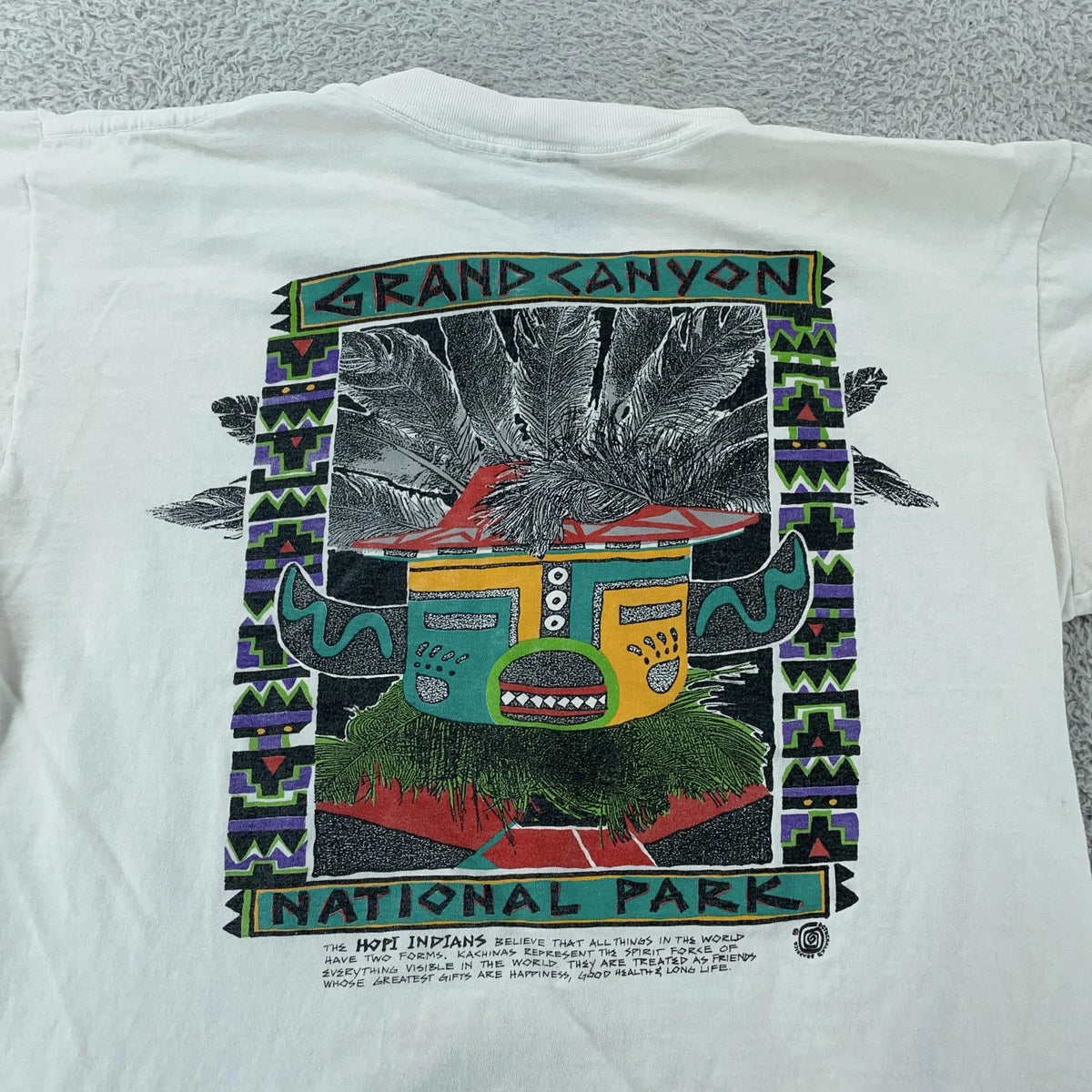 Vintage Grand Canyon National Park Shirt Medium White Hopi Indian Oneita 90s