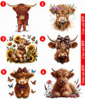 Highland Cattle Cow DTF Iron On Heat Transfer Highland Scottish Farm Animal