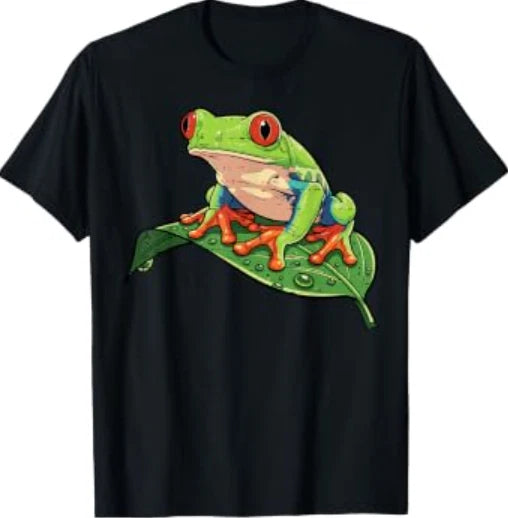 Red Eye Tree Frog On Leaf Rainforest Animal Men Women Kids T-Shirt