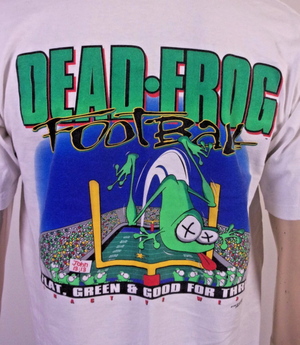 vintage 90s Dead Frog Football T-Shirt 1995 Inactive Wear 2 Sided SZ L