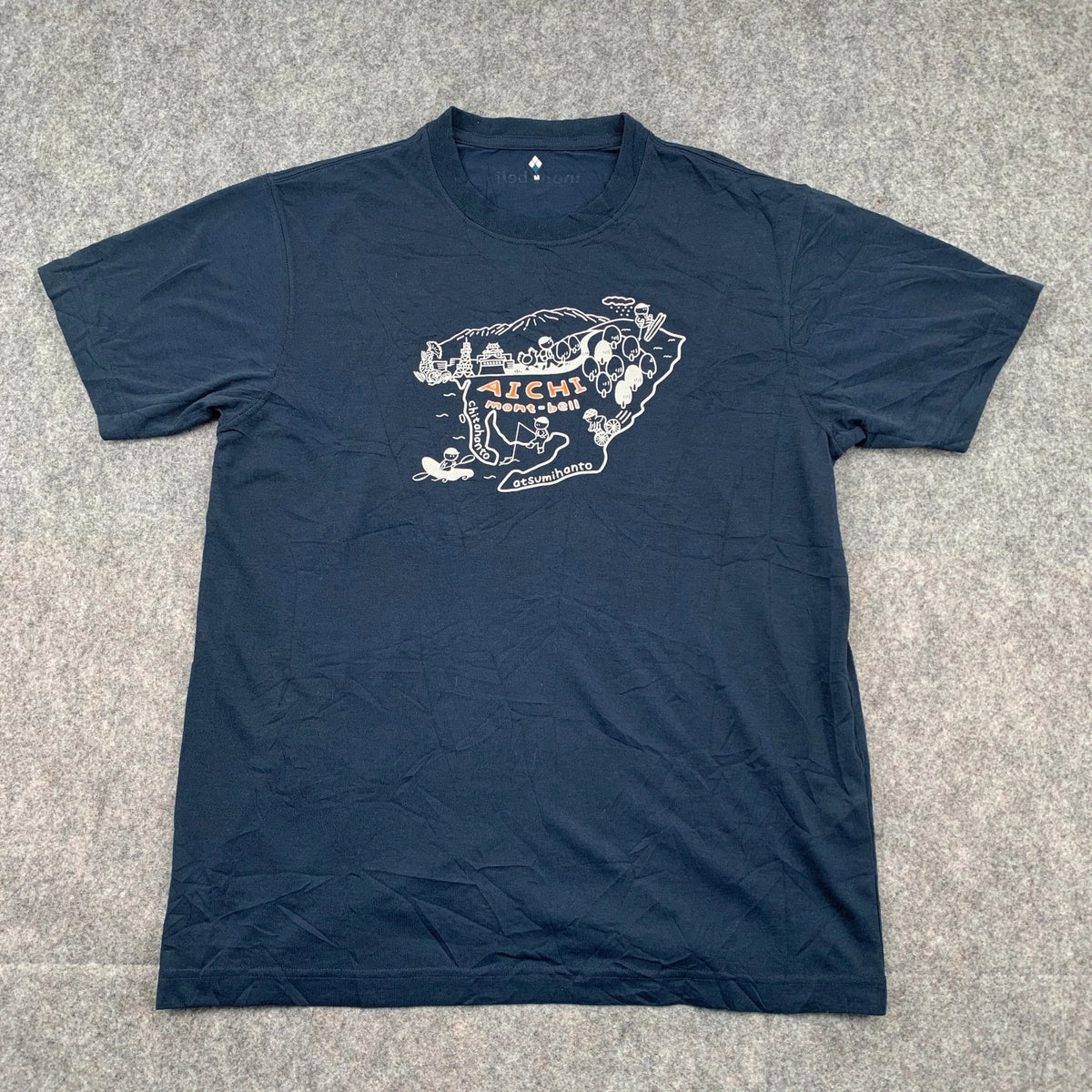 Mont-Bell Aichi Japan Regional Graphic T-Shirt Mens M Navy Outdoor Tee Hiking