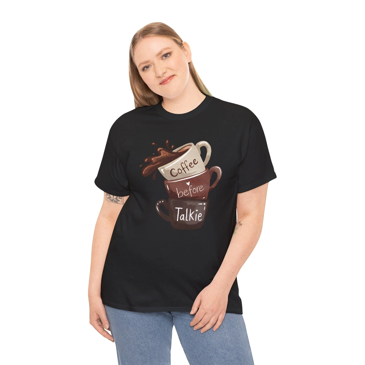 Coffee & Sarcasm T-Shirt | Funny Caffeine Lover Coffee before talkie