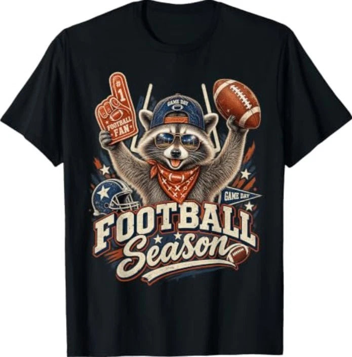 Football Season Game Raccoon Fan Day Funny Celebration T-Shirt