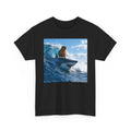 Capybara Surfing Shark Shirt Funny Ocean Wave Surfer Animals Vintage Graphic Tee