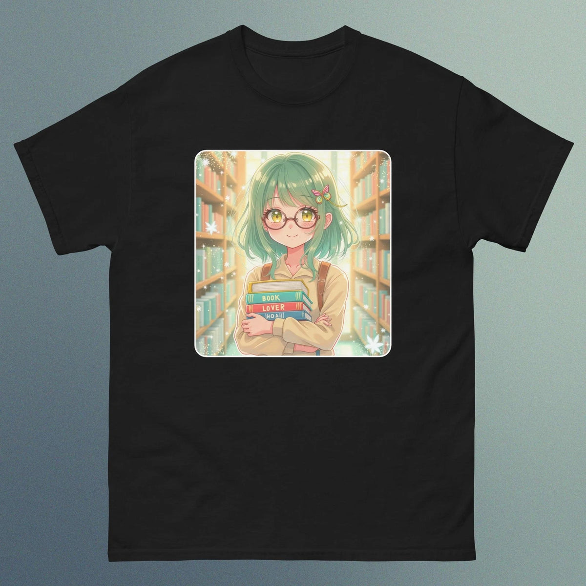 Anime Librarian Lady Book Lover Design E - Unisex Short Sleeve T-Shirt