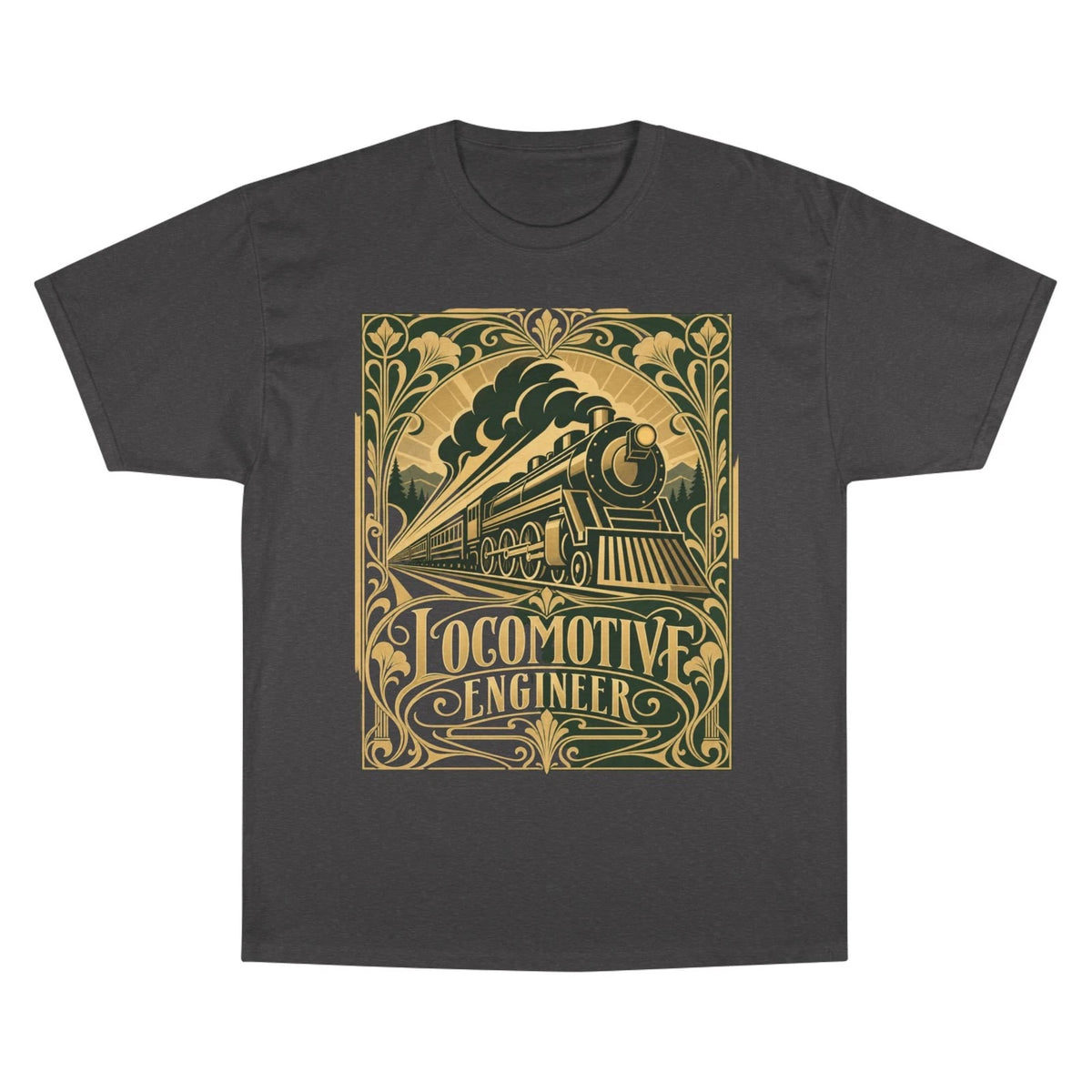 Locomotive Engineer Train Poster T-Shirt | Vintage Railroad Tee