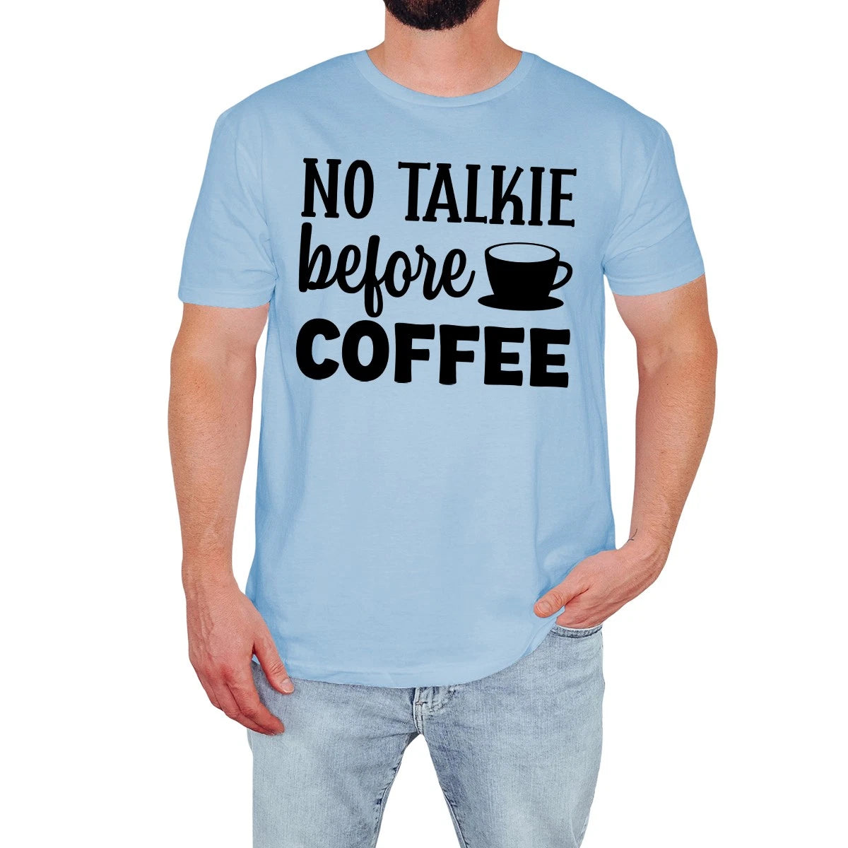 Funny Coffee Mens T-Shirt No Talkie Before Coffee Retro Gift For Him