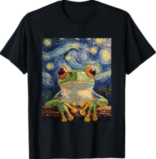 Frog Van Gogh Style Starry Night Funny Graphic T-Shirt