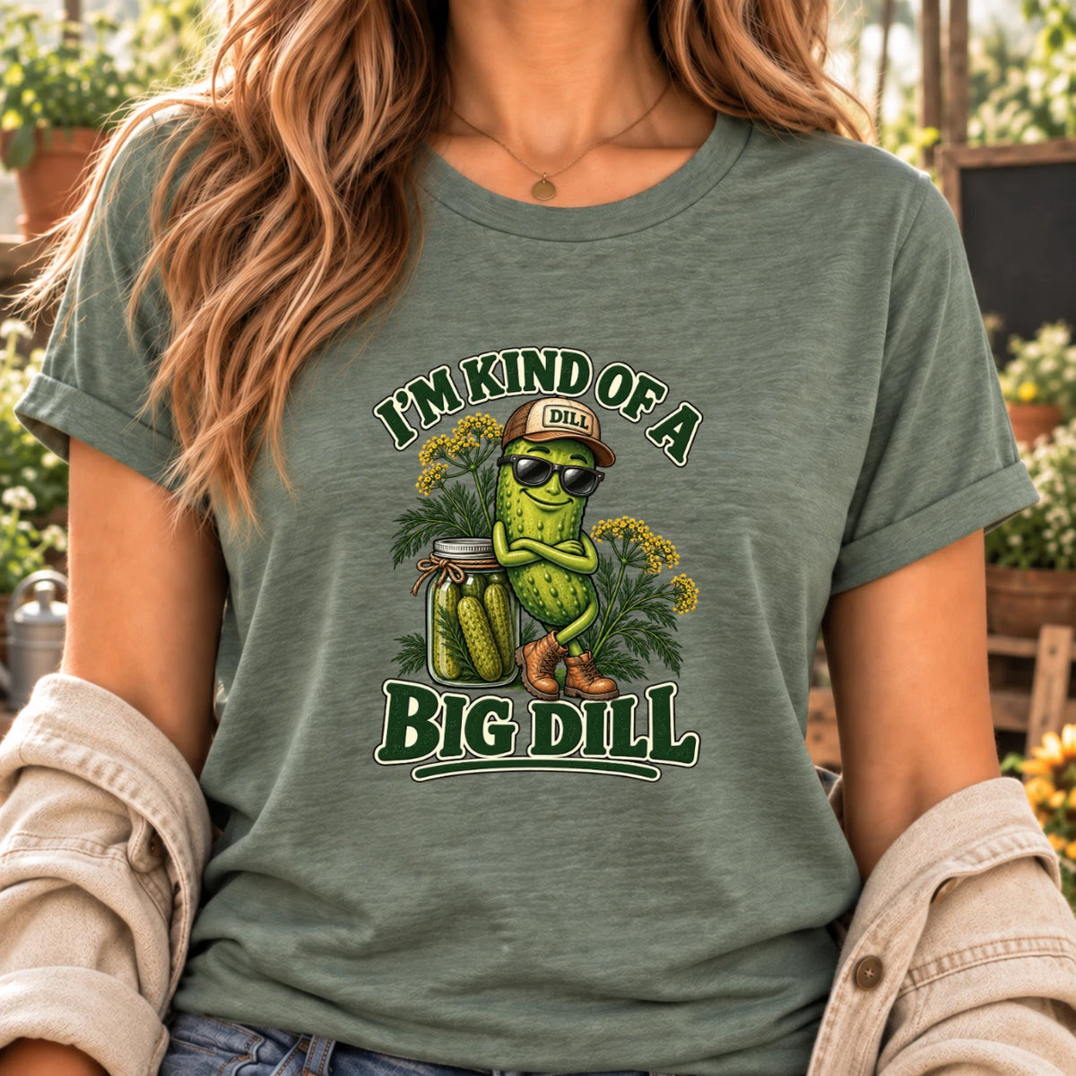 I'm Kind of a Big Dill T-Shirt: Funny Pickle Garden Design