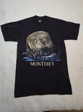 Screen Stars Monterey Bay Aquarium T-Shirt Black Vintage 90s Sea Otter Graphic M