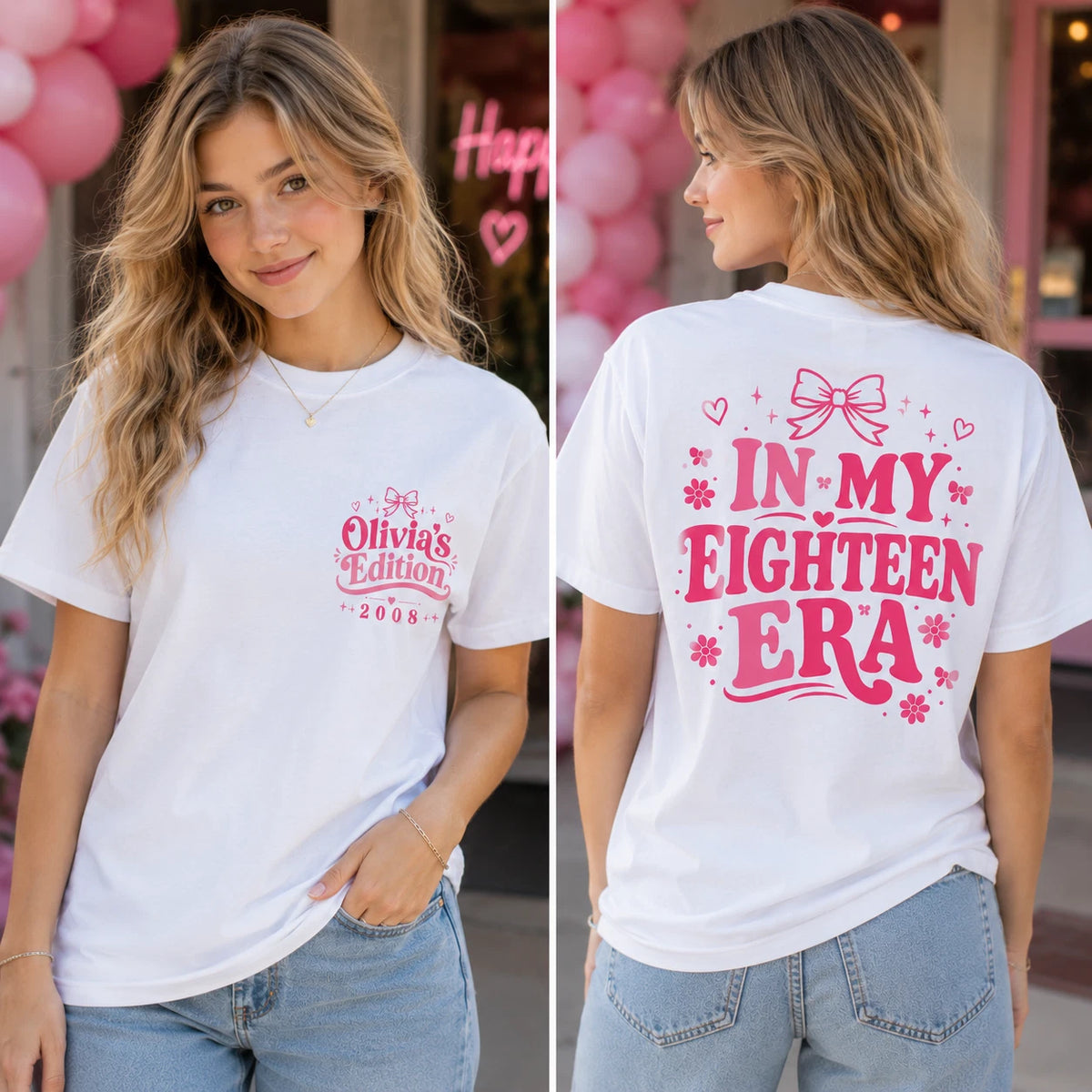 Personalised In My Eighteen Era Women 18th Birthday Tee