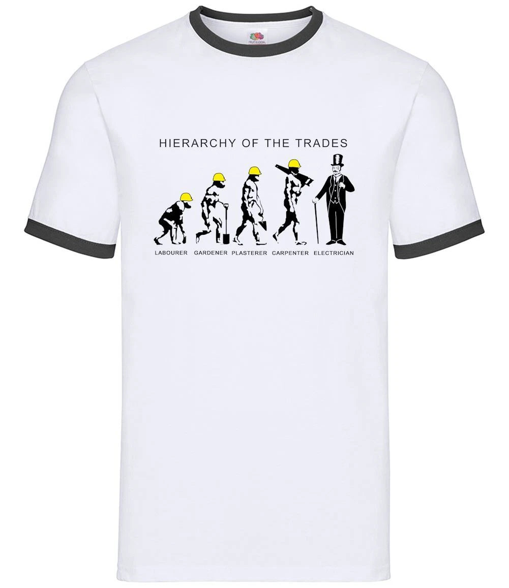 Hierarchy Of Trades Electricians - Mens Ringer - Tradesman Electrician Labourer